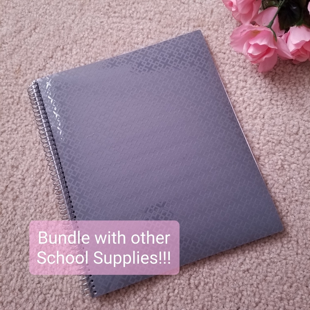 Grey Textured Spiral Bound Notebook With Pocket